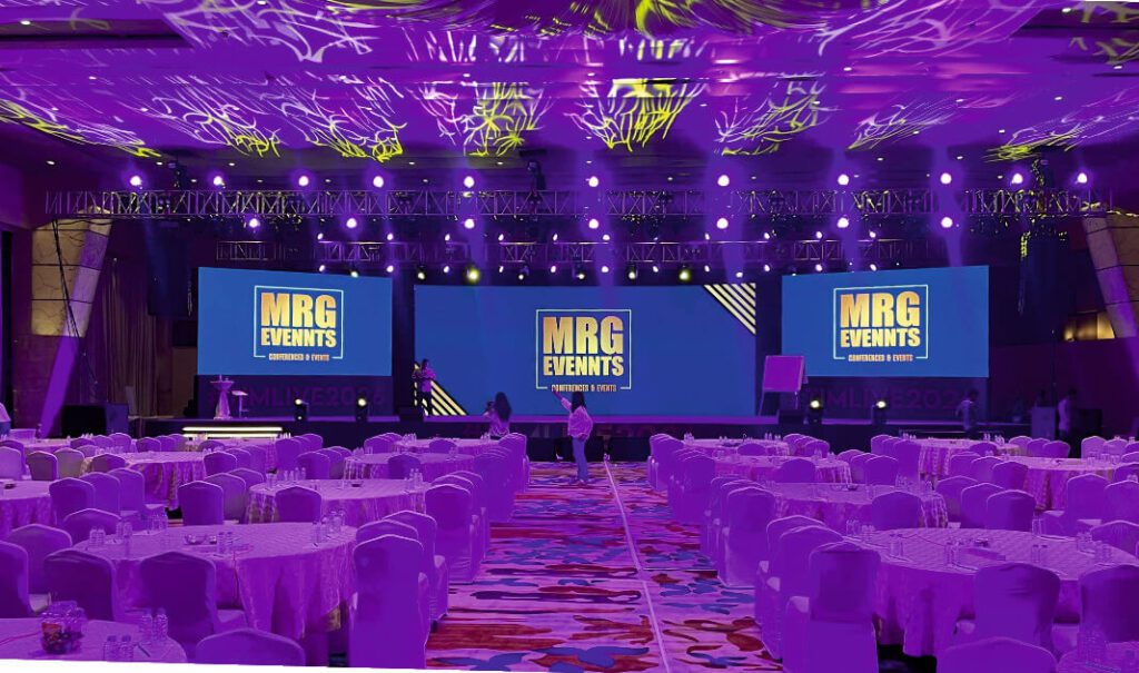 conference setup at Sahara Star with LED Screens