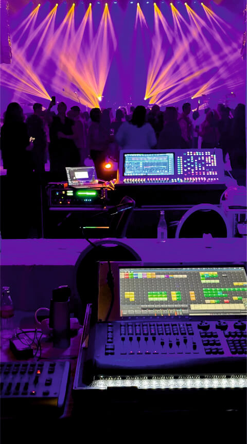 Stage for Corporate Event with Intelligent Lighting by MRG Evennts