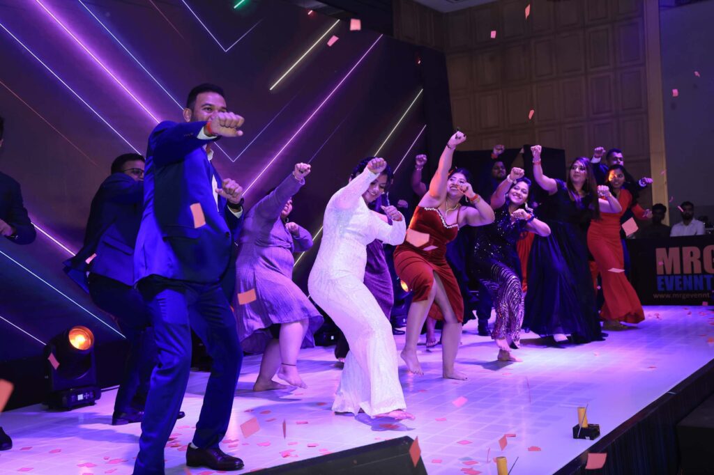 LED truss stage and lighting setup at Adweb Technologies 25th anniversary The Club Mumbai