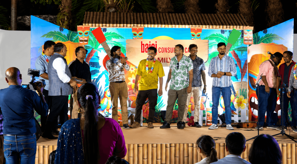 Bajaj Consumer Care team celebrating at Hawaiian themed Annual Day Sun n Sand Juhu