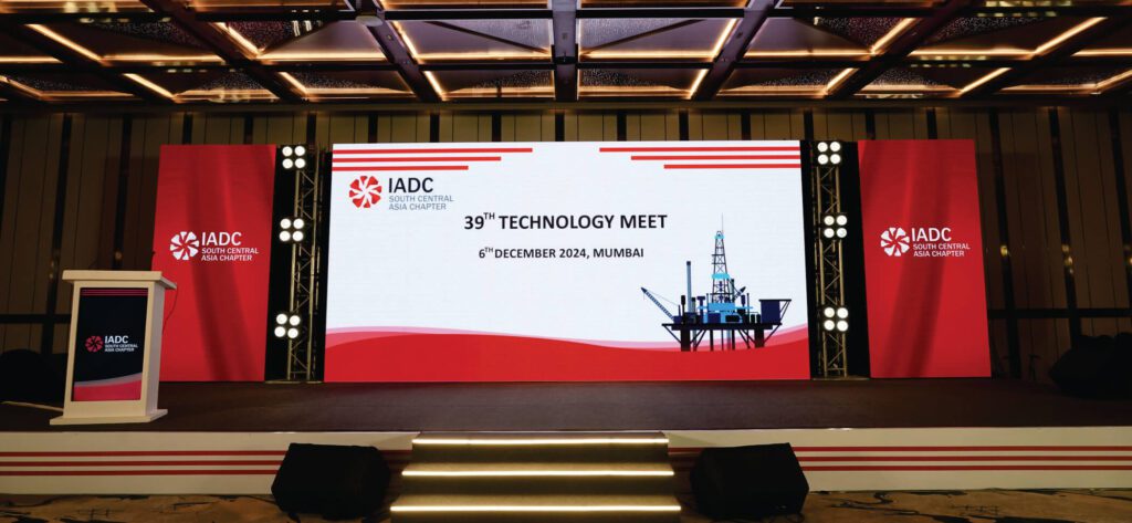 IADC 39th Technology Meet stage with LED screen at JW Marriott Juhu Mumbai for 250 drilling industry leaders by MRG Evennts